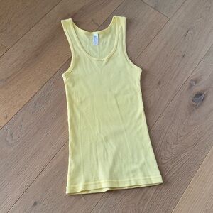 American Apparel Ribbed Cotton Yellow Tank Small